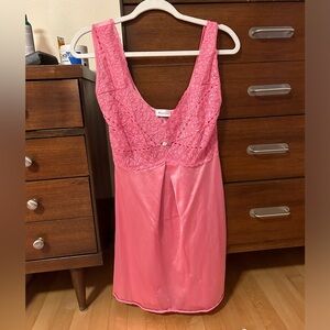 pink lacy slip dress